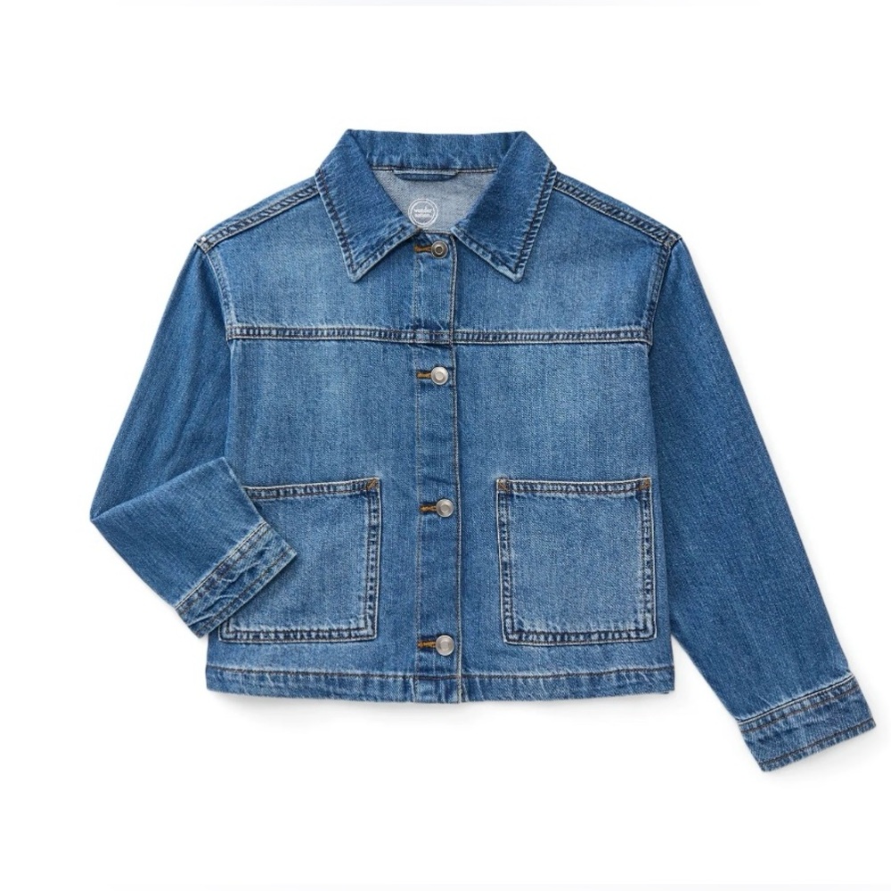 NWT Wonder Nation Girls Denim Jacket Medium Wash Size M 7-8 Cotton‎ Casual